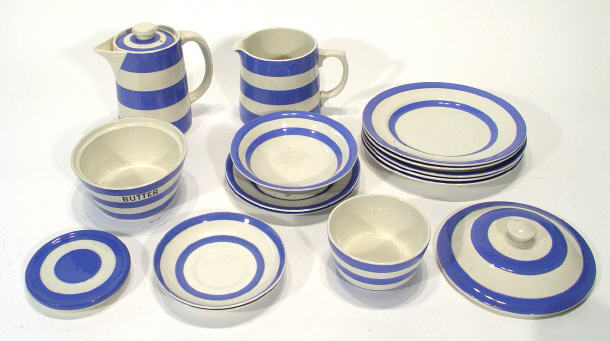 Appraisal: Selection of blue banded TG Green Cornishware including hot water