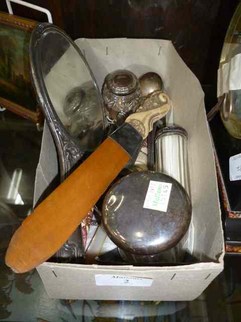 Appraisal: A SILVER TOPPED JAR a silver backed dressing table hand