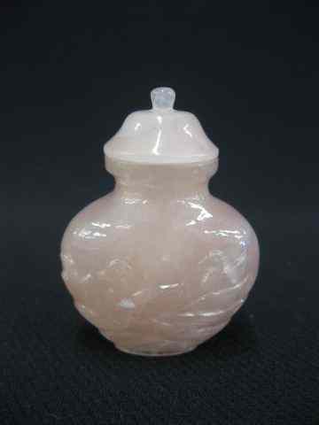 Appraisal: Chinese Rose Quartz Snuff Bottle carved '' excellent