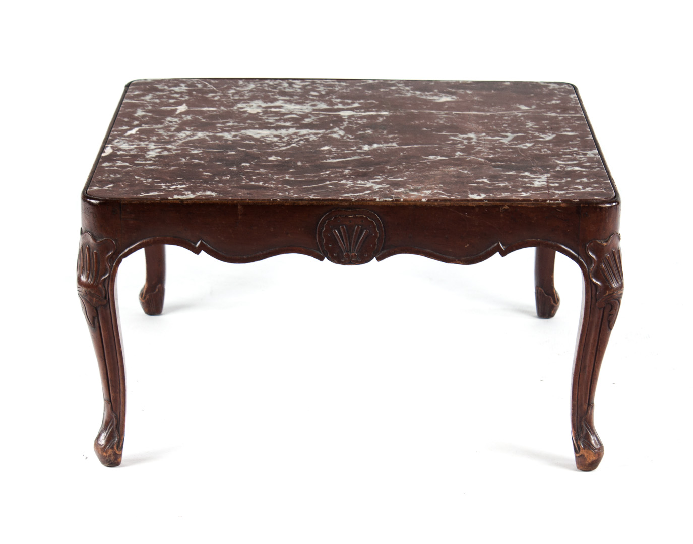 Appraisal: Regence style marble top coffee table in square rouge de