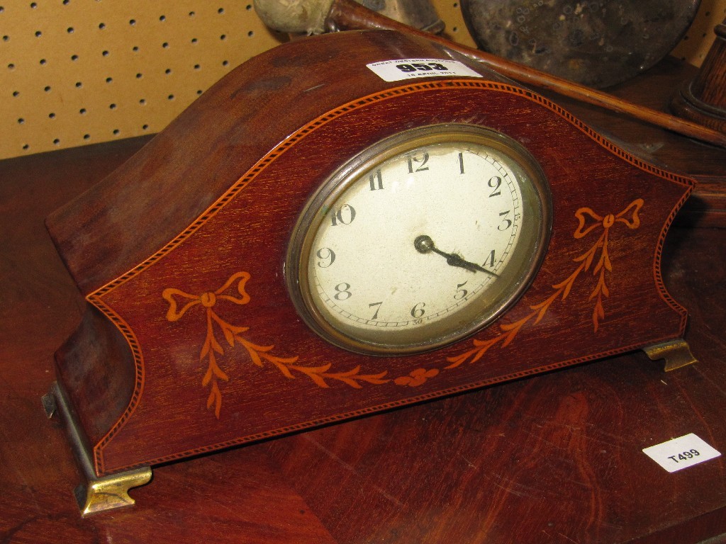 Appraisal: Edwardian mahogany inlaid mantel clock