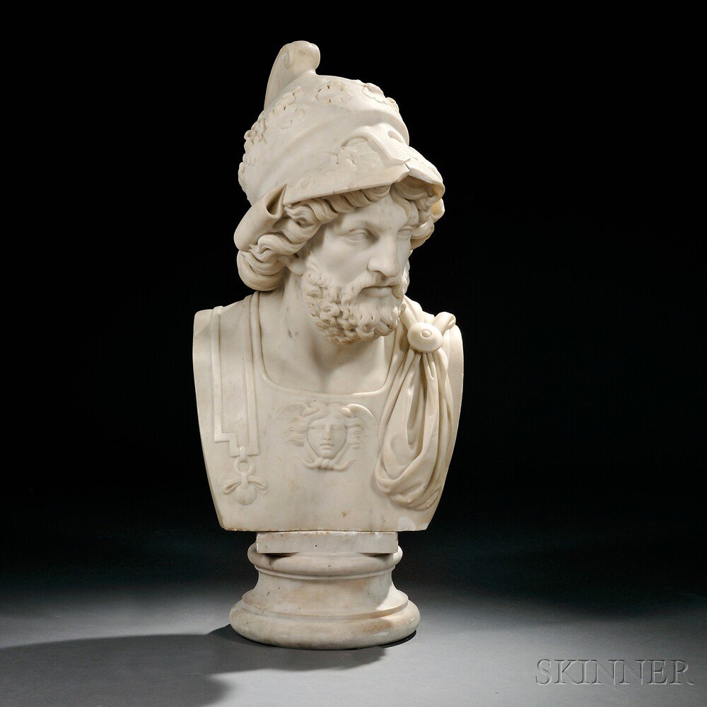 Appraisal: Italian School th Century Carrara Marble Bust of a Classical