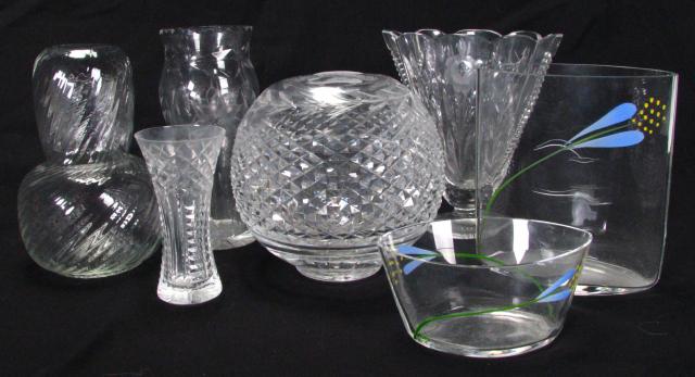 Appraisal: Group of Decorative Glass Crystal including two enameled decorative vases