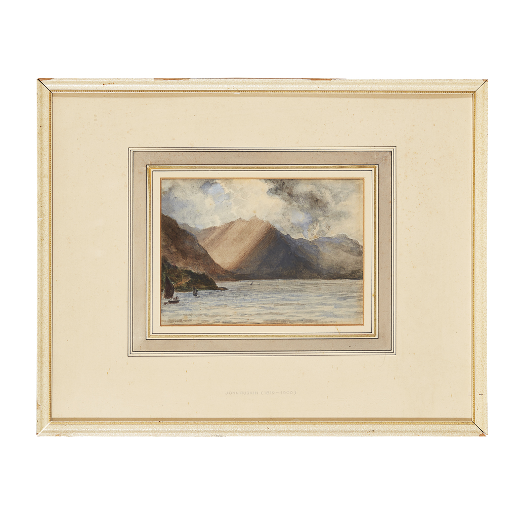 Appraisal: ATTRIBUTED TO JOHN RUSKIN LAKE DISTRICT VIEW watercolour with annotated