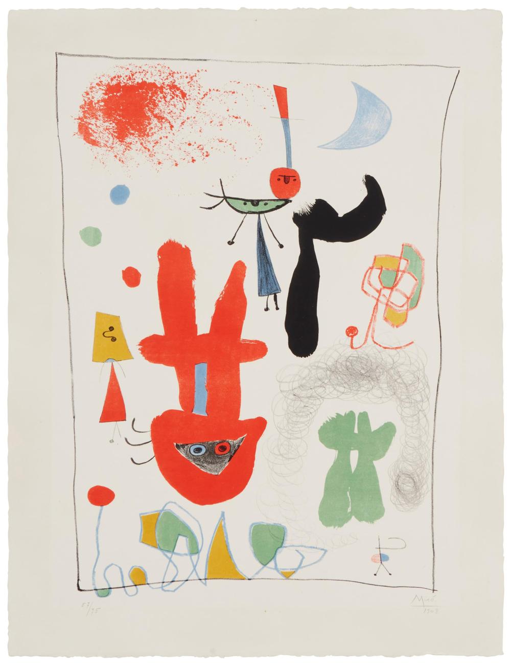 Appraisal: Joan Miro - Spanish Acrobats in the Night Garden Color