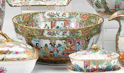 Appraisal: Chinese export porcelain Rose Mandarin punch bowl th century Of