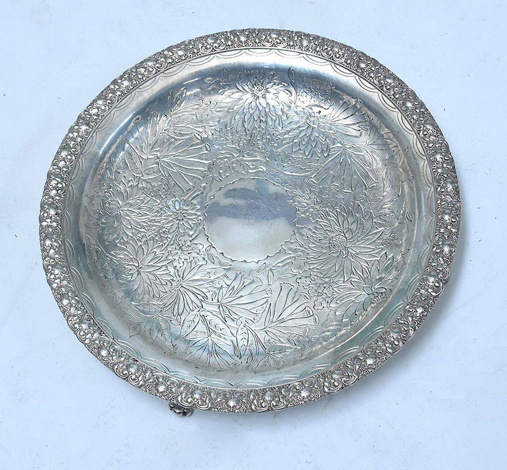 Appraisal: Tiffany Co Makers sterling footed tray Tiffany Co Makers sterling