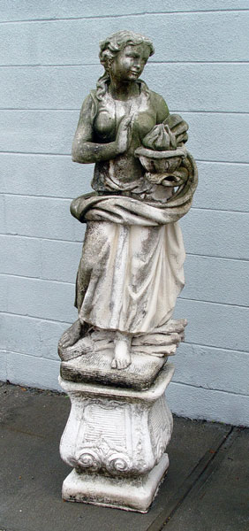 Appraisal: CONCRETE GARDEN STATUE GODDESS WITH FLAME '' high overall on