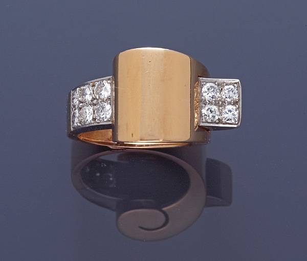 Appraisal: A diamond cocktail ring mounted in platinum and eighteen karat