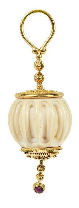 Appraisal: Daniel Brush kt Pendant carved mastodon ivory high karat gold