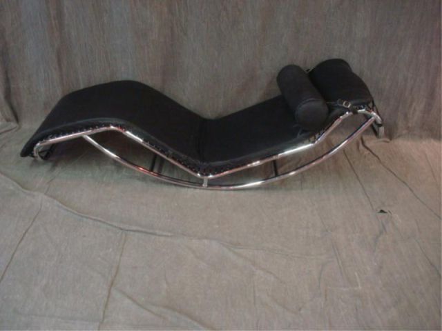 Appraisal: Midcentury Chrome Chaise Upholstery as is From a New Rochelle