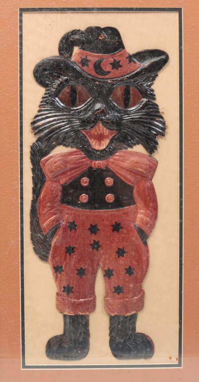 Appraisal: HALLOWEEN CAT DECORATION Most likely German ca s- s Die