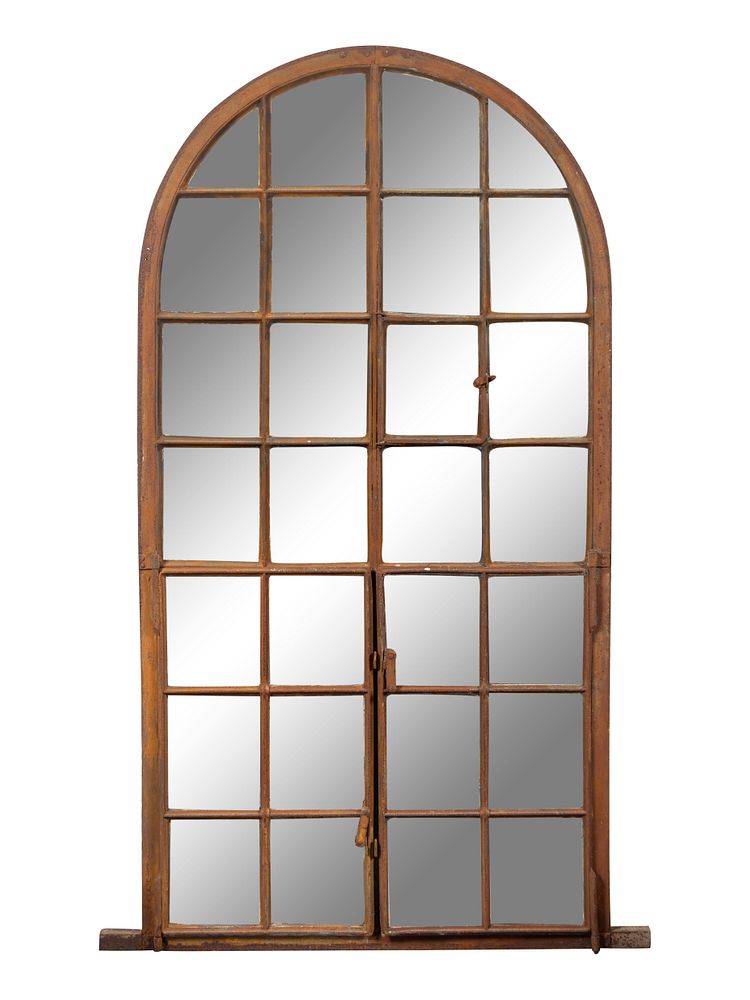 Appraisal: An Iron Mirrored Window Panel An Iron Mirrored Window Panel