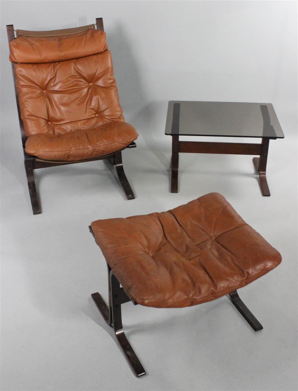 Appraisal: INGMAR RELLING SIESTA CHAIR OTTOMAN AND SIDE TABLE BY WESTNOFA