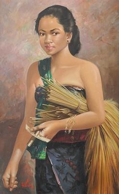 Appraisal: A Hasim Indonesian - Portret Seorang Perempuan Java Oil on