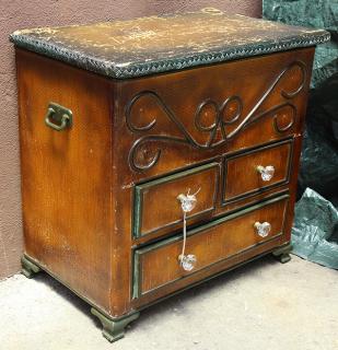 Appraisal: American paint decorated wicker blanket chest the hinged top above