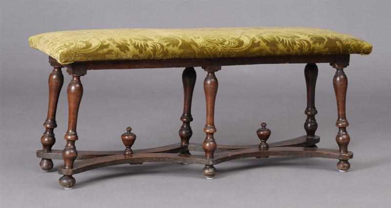 Appraisal: ITALIAN BAROQUE WALNUT WINDOW SEAT The upholstered seat raised on