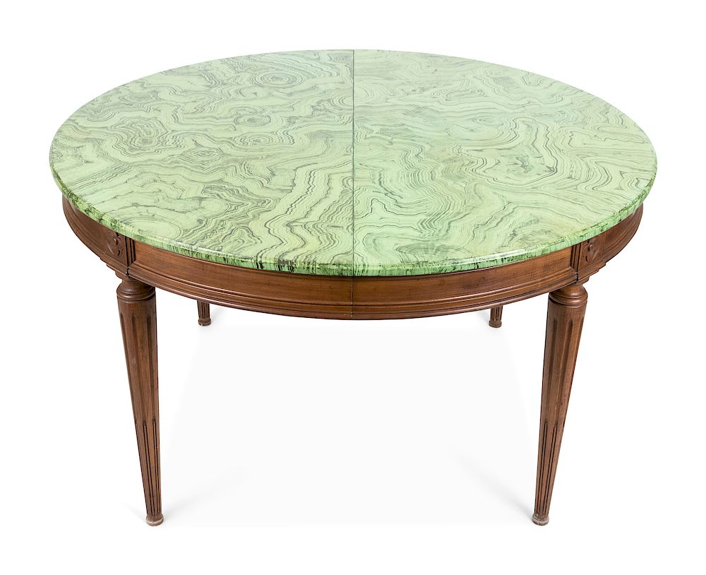 Appraisal: A Painted Faux-Malachite Top and Mahogany Dining Room Table FIRST