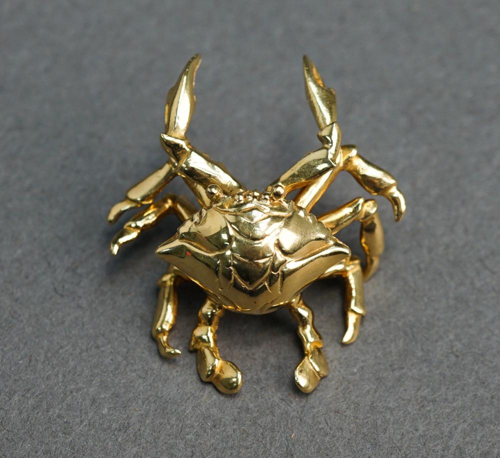 Appraisal: Tested -Karat Yellow-Gold Articulated 'Crab' Pin dwt L in