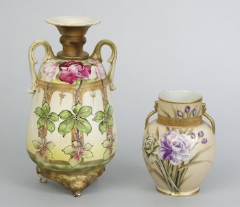 Appraisal: Two Hand Painted Nippon Vases Two hand painted Nippon vases