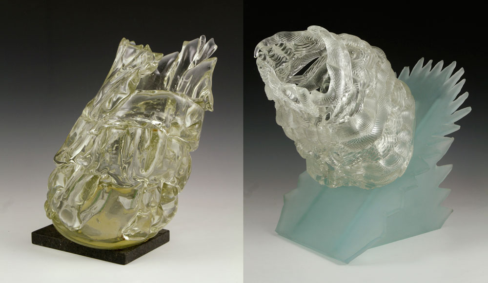 Appraisal: - Studio Glass Sculptures Lot of two studio glass sculptures