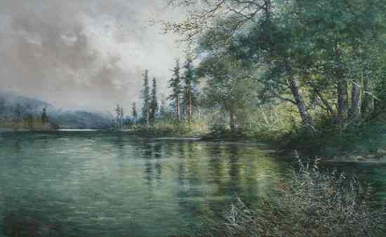 Appraisal: HUGO ANTON FISHER American - BY THE LAKE signed lower