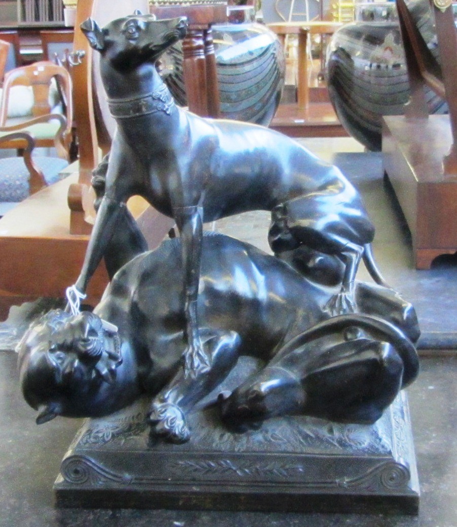 Appraisal: A Regency style bronze sculpture th century modelled and cast