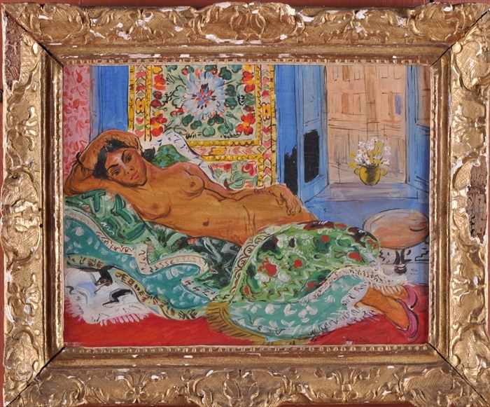 Appraisal: EUROPEAN SCHOOL ODALISQUE Oil on canvas x in bearing signature