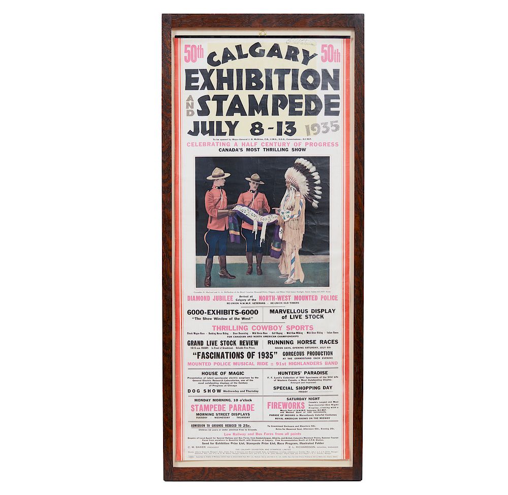 Appraisal: Calgary Stampede Poster Framed poster of the Calgary Exhibition and