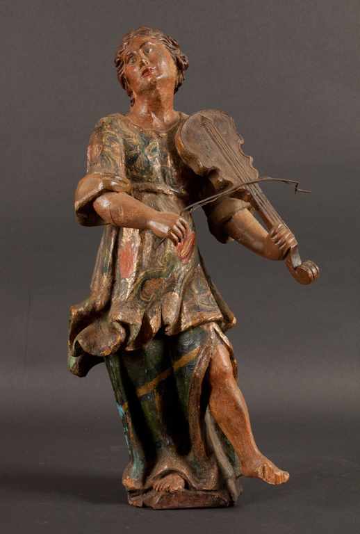 Appraisal: Continental probably Italian carved and polychrome wood figure of a