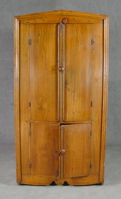 Appraisal: Primitive Flat Back Cupboard Mid th Century Two over two