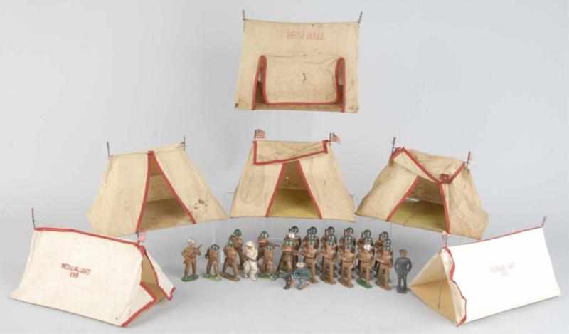 Appraisal: Lot of Barclay Metal Soldiers with Tents Description Includes six