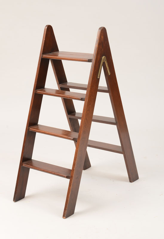 Appraisal: Regency Style Brass-Mounted Mahogany Collapsible Library Ladder and a Folding