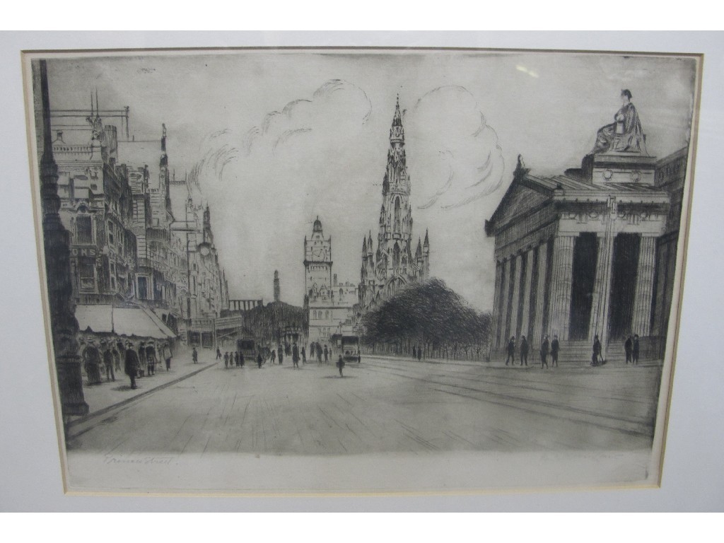 Appraisal: WALTER EDWIN LAW Etching 'Prince's Street' signed and entitled in