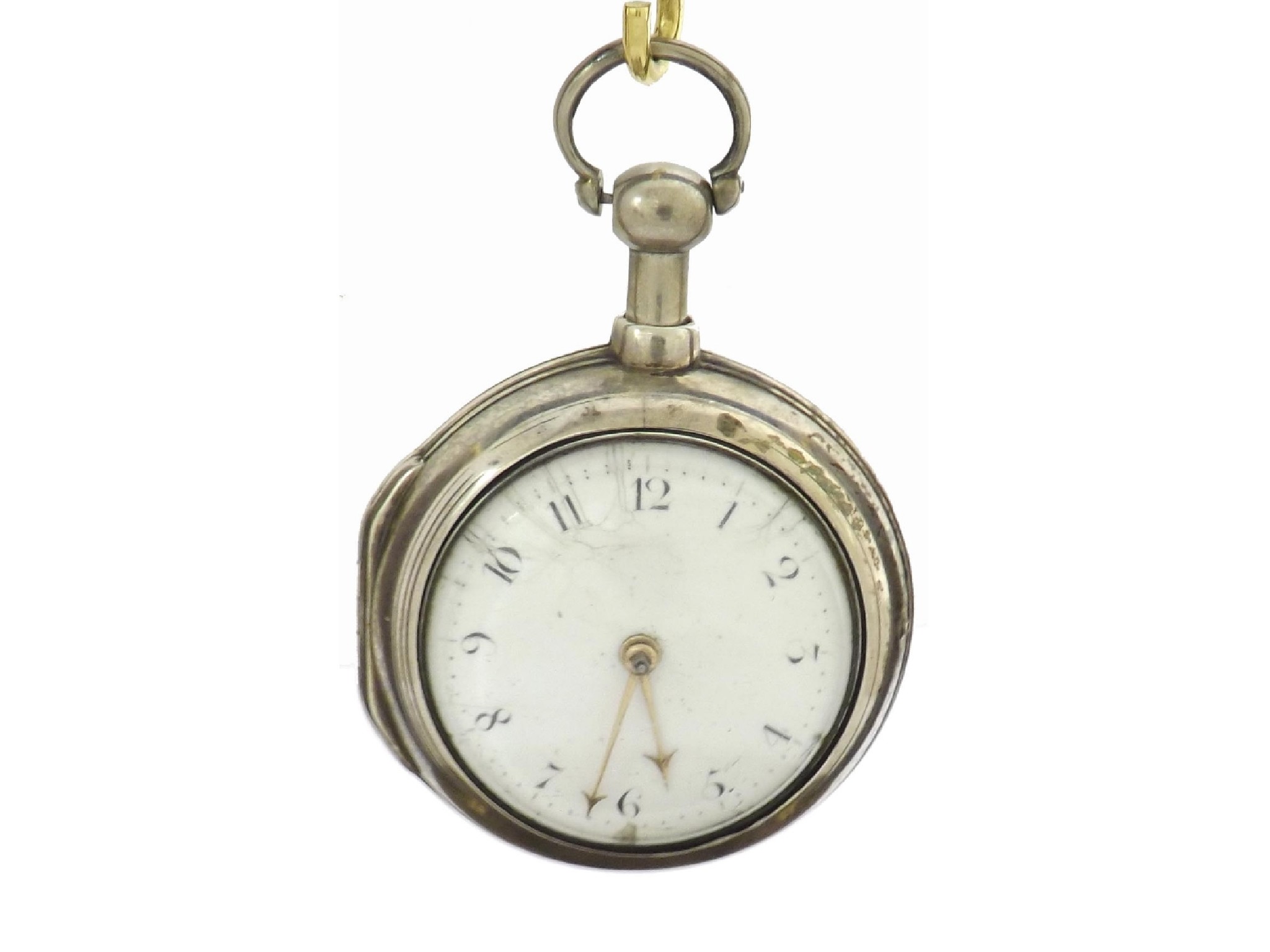 Appraisal: th century English silver pair cased verge pocket watch London