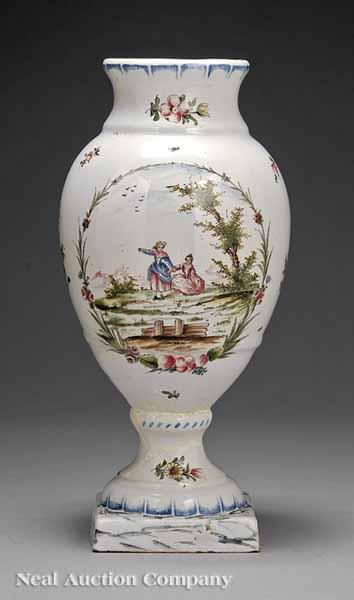 Appraisal: A French Faience Baluster Vase late th c Sceaux underglaze