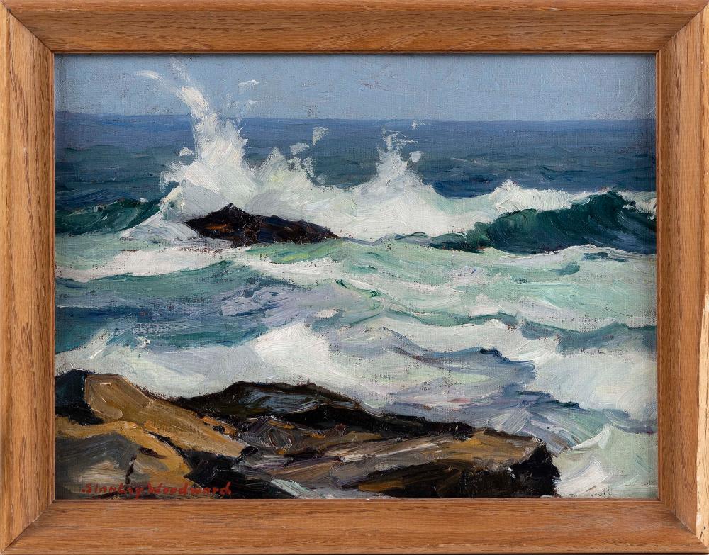 Appraisal: STANLEY WINGATE WOODWARD MASSACHUSETTS - SURF SCENE OIL ON CANVAS