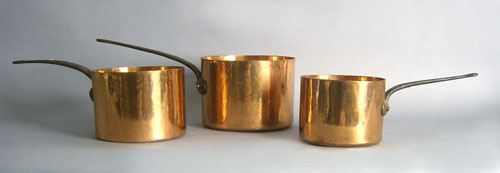 Appraisal: Three copper sauce pans stamped J Y Watkins Son NY