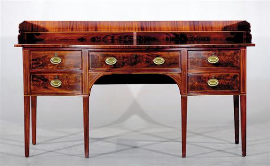 Appraisal: Georgian Hepplewhite inlaid mahogany serpentine sideboard first quarter th century