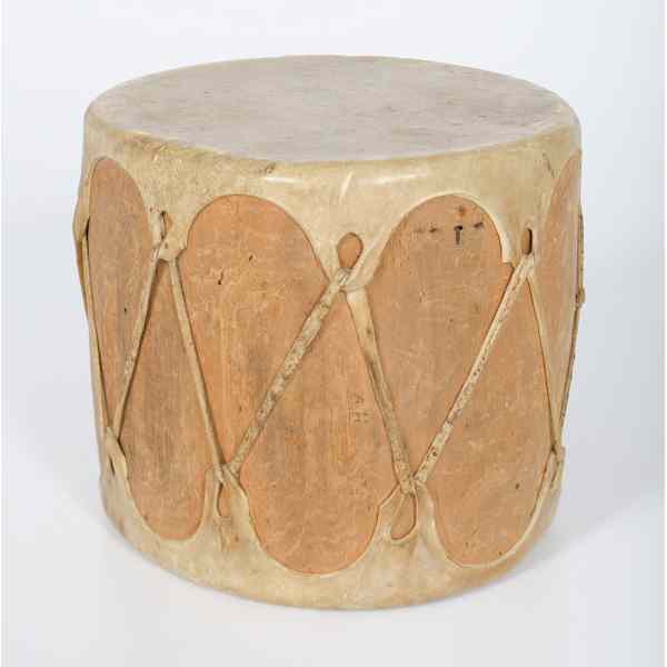 Appraisal: Pueblo Drum cottonwood with hide coverings on both top and