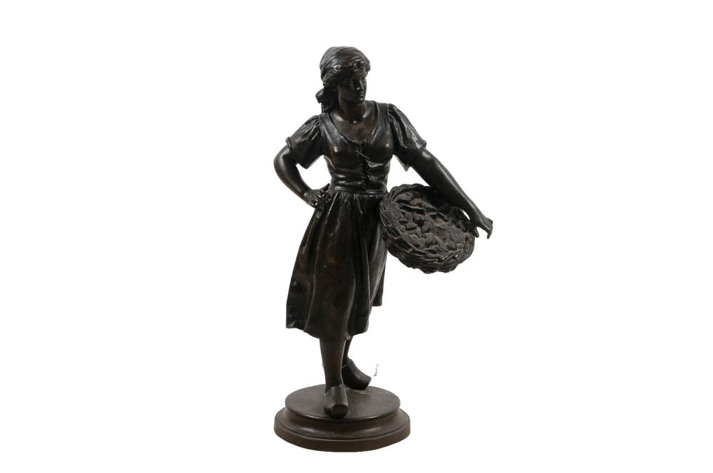 Appraisal: ERNEST RANCOULET 'LA VENDEUSE DE MOULES' bronze with brown patina