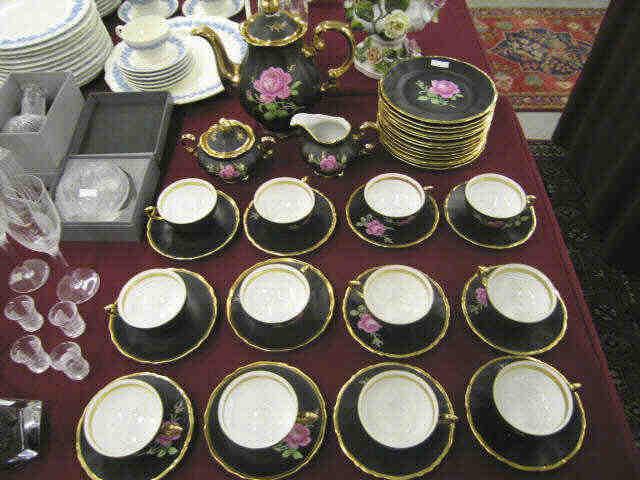 Appraisal: pc Carlsbad Austria Porcelain Coffee Desser set fine handpainted rose