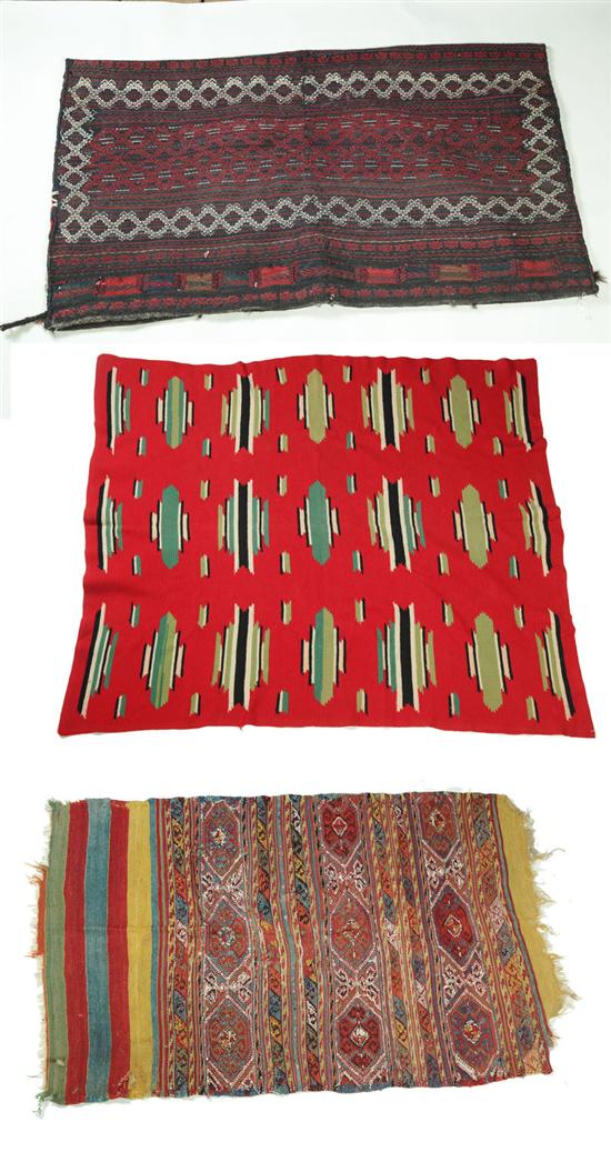 Appraisal: SADDLE BAG RUG AND THROW Twentieth century Afghan saddle bag