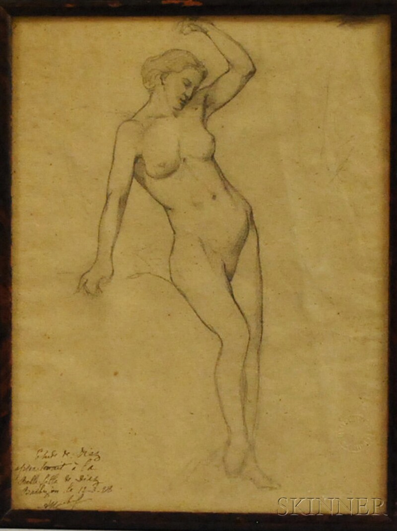 Appraisal: French School th Century Study of a Standing Female Nude