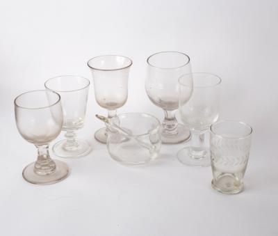 Appraisal: An th Century wine glass with knopped stem on a