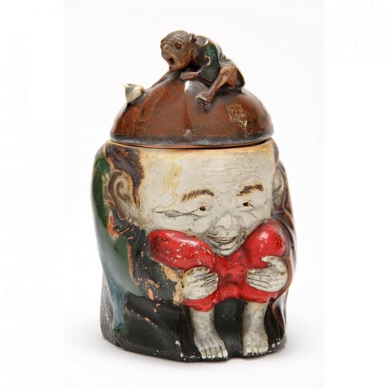 Appraisal: Sumidagawa Figural Tobacco Jar circa in the form of a