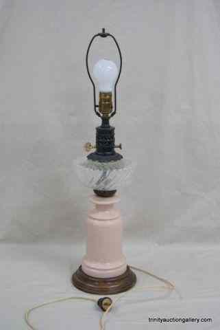 Appraisal: Vintage Electric Lamp - Oil Lamp ConversionThis is a nice