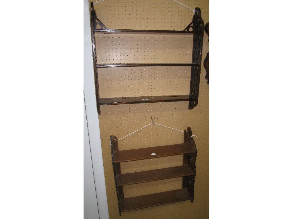 Appraisal: Lot comprising two wall mounted shelves