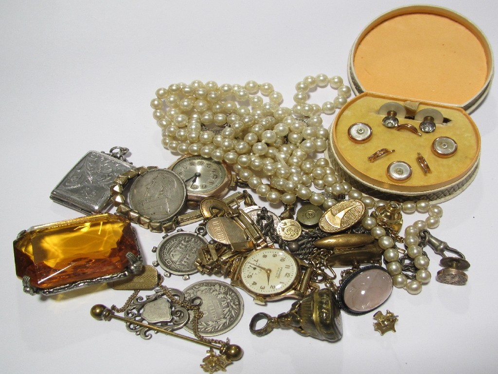 Appraisal: Lot comprising two ladies early th century wrist watches engraved