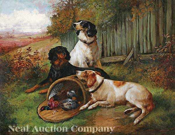 Appraisal: John Gifford English d After a Day's Sport Three Spaniels